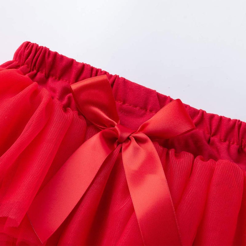 Anbaby Baby Girls Soft Tutu Skirt Toddler Ruffled Pants Diaper Cover Red 6-12M - Image 5